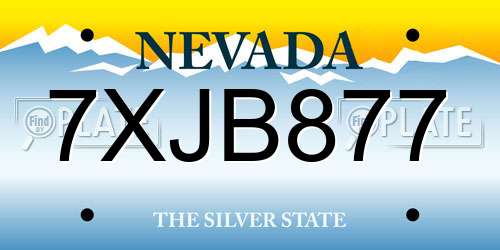 7XJB877 Nevada License Plate
