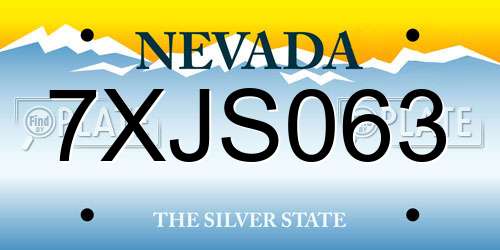 7XJS063 Nevada License Plate