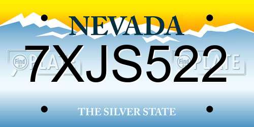 7XJS522 Nevada License Plate