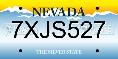 7XJS527 Nevada License Plate