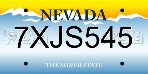7XJS545 Nevada License Plate