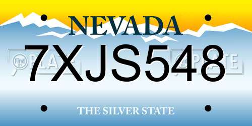 7XJS548 Nevada License Plate