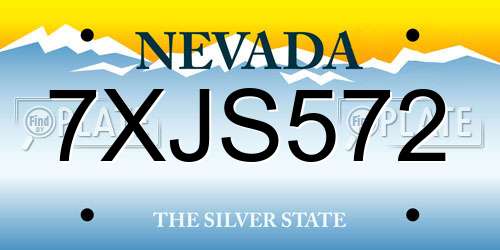 7XJS572 Nevada License Plate