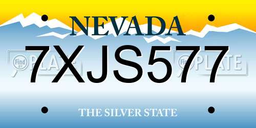 7XJS577 Nevada License Plate