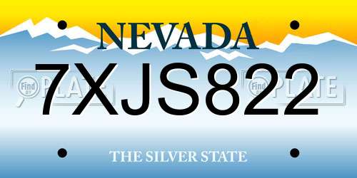 7XJS822 Nevada License Plate