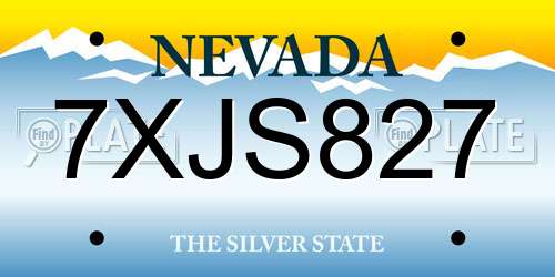 7XJS827 Nevada License Plate