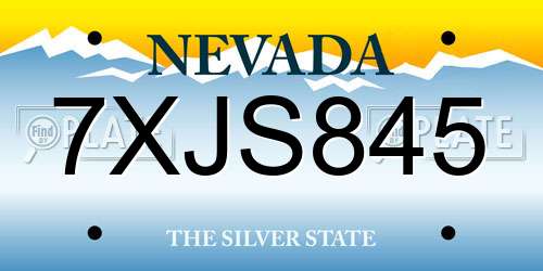 7XJS845 Nevada License Plate