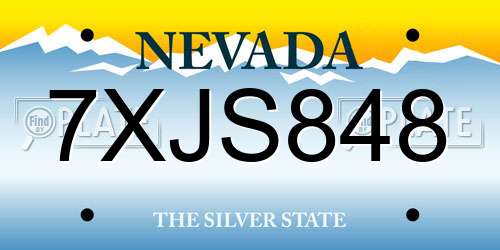 7XJS848 Nevada License Plate
