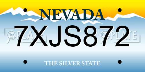 7XJS872 Nevada License Plate