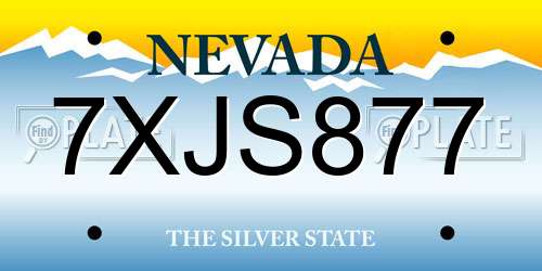 7XJS877 Nevada License Plate