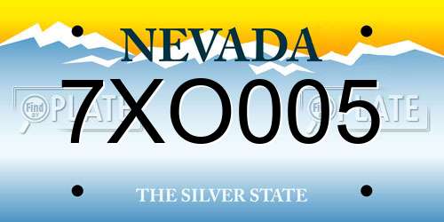 7XO005 Nevada License Plate