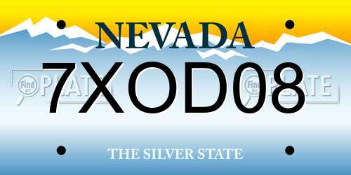 7XOD08 Nevada License Plate