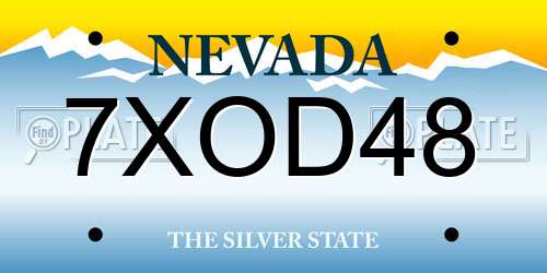 7XOD48 Nevada License Plate