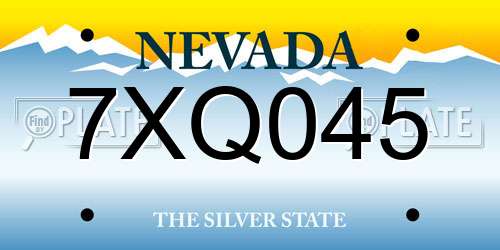 7XQ045 Nevada License Plate