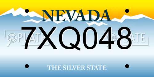 7XQ048 Nevada License Plate