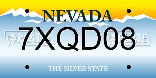 7XQD08 Nevada License Plate