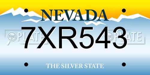 7XR543 Nevada License Plate