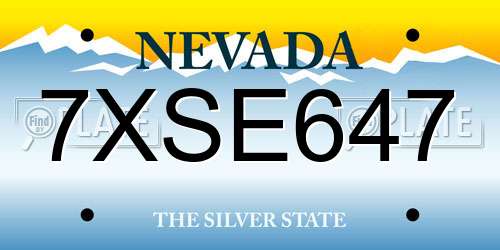 7XSE647 Nevada License Plate