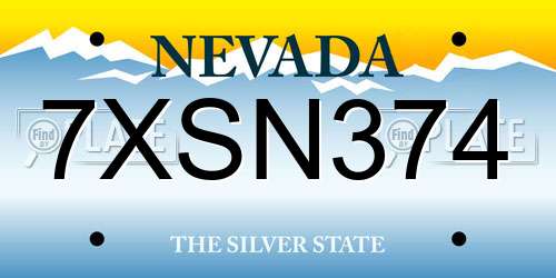 7XSN374 Nevada License Plate