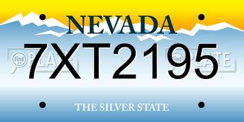 7XT2195 Nevada License Plate