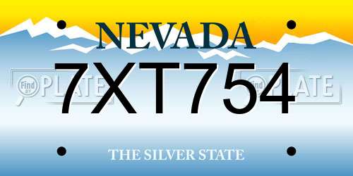 7XT754 Nevada License Plate