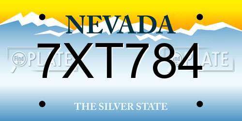 7XT784 Nevada License Plate