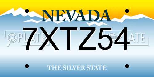 7XTZ54 Nevada License Plate