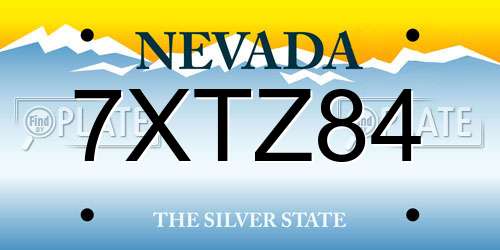 7XTZ84 Nevada License Plate