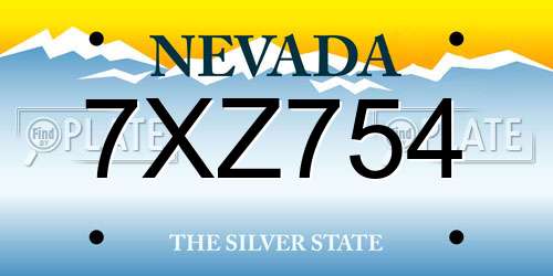 7XZ754 Nevada License Plate