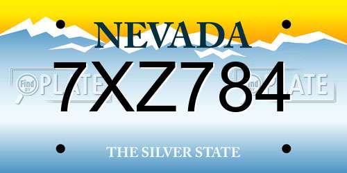7XZ784 Nevada License Plate