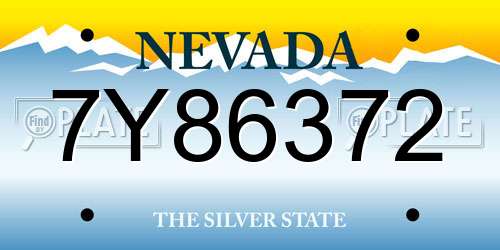 7Y86372 Nevada License Plate