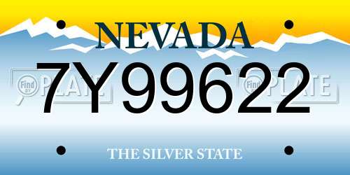 7Y99622 Nevada License Plate