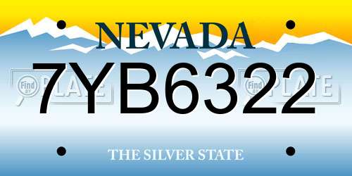 7YB6322 Nevada License Plate