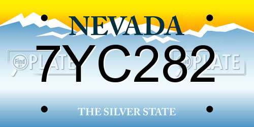 7YC282 Nevada License Plate