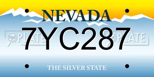 7YC287 Nevada License Plate