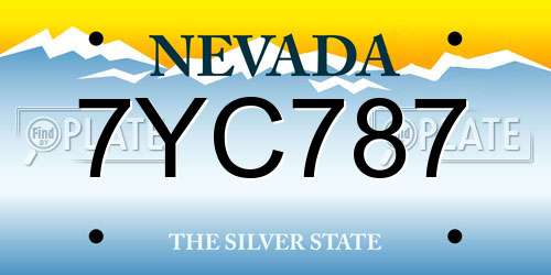 7YC787 Nevada License Plate