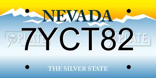 7YCT82 Nevada License Plate