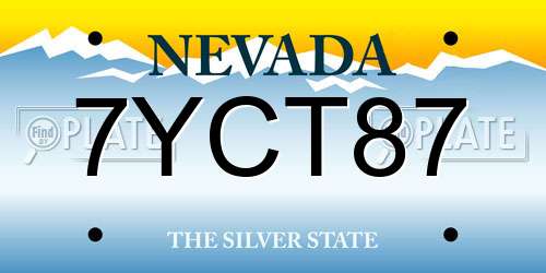 7YCT87 Nevada License Plate