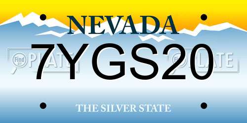 7YGS20 Nevada License Plate