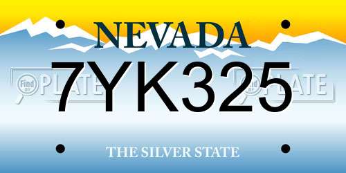 7YK325 Nevada License Plate