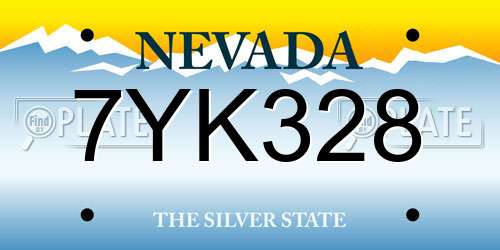 7YK328 Nevada License Plate