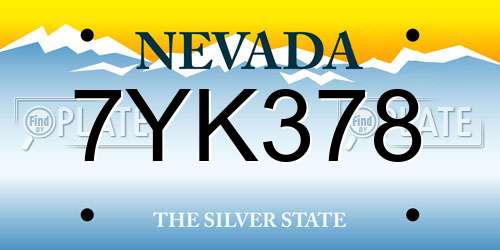 7YK378 Nevada License Plate