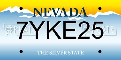 7YKE25 Nevada License Plate