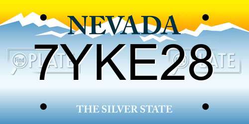 7YKE28 Nevada License Plate