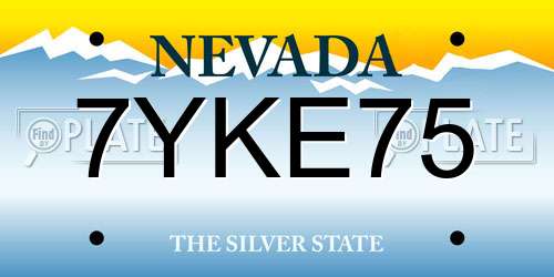 7YKE75 Nevada License Plate