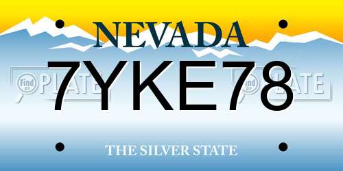 7YKE78 Nevada License Plate