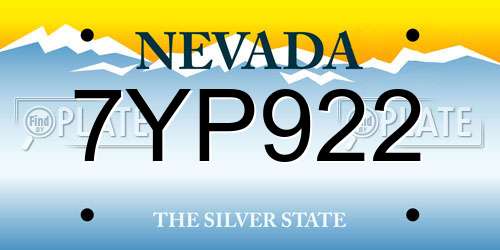 7YP922 Nevada License Plate