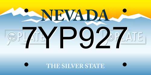 7YP927 Nevada License Plate