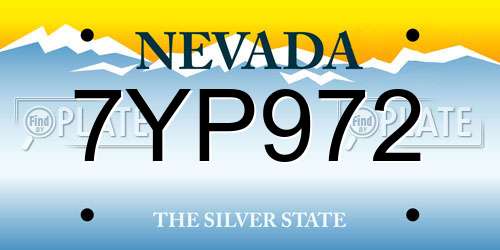 7YP972 Nevada License Plate