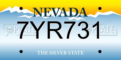7YR731 Nevada License Plate